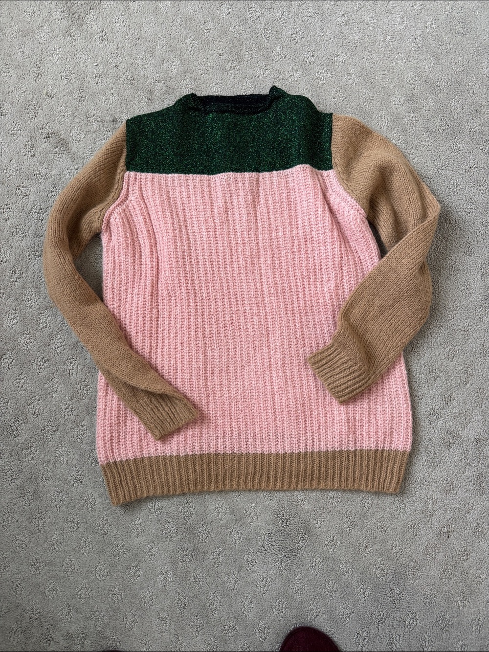 Scotch & Soda Colorblock Crewneck Sweater - Pink, Tan & Green